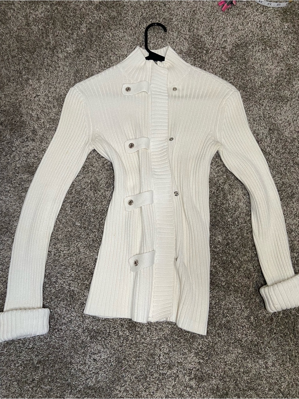 Moda International Cream Ribbed Toggle Cardigan